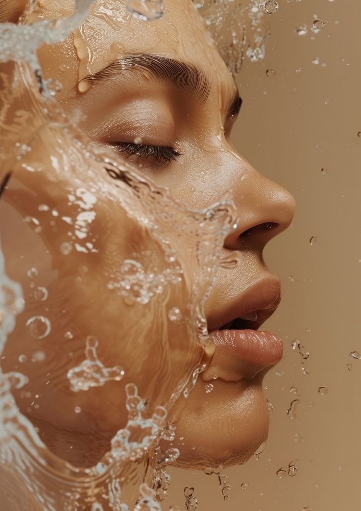 a girl washing her face