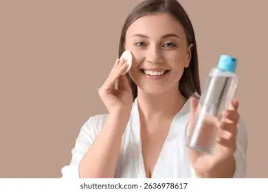 woman applying toner